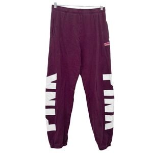 Victoria's Secret PINK Boyfriend Joggers Burgundy Maroon Logo Sweatpants Medium